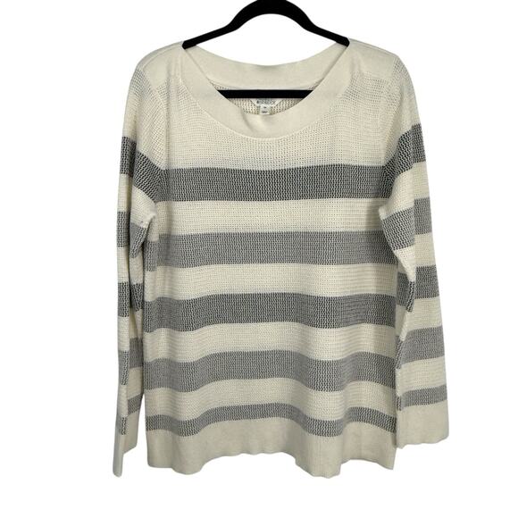 Market & Spruce Summer Sweater Women size XXL White Blue Striped Pullover - Picture 3 of 9